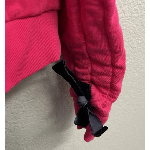 Halogen Womens Medium Pullover Sweatshirt Scrunch Sleeve Velvet Ribbon Pink NWT - Picture 4 of 10